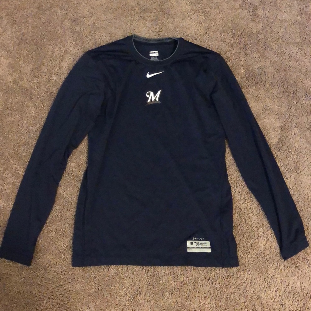 Navy Milwaukee Brewers Dry-Fit Long Sleeve Tee